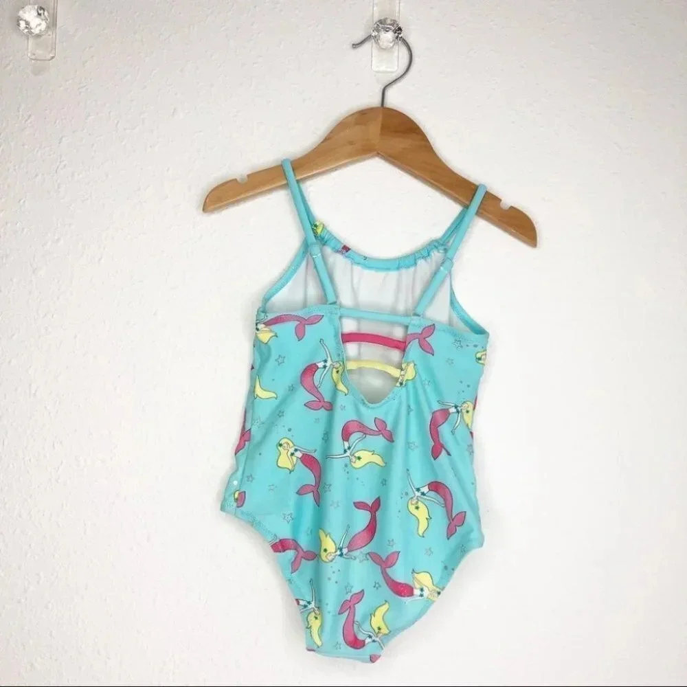 Zara swimsuit one piece aqua blue with mermaids size‎ 4-5 years